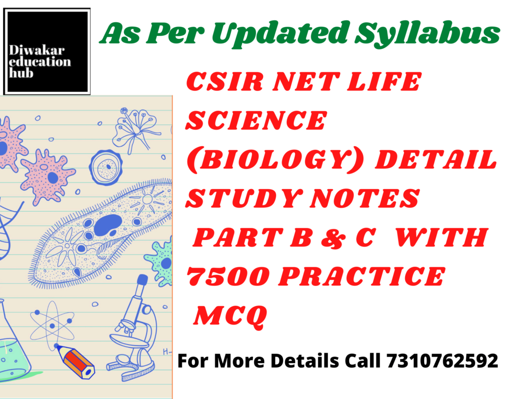 CSIR UGC NET Life Science (Biology) Complete Study Notes (Part-B & C) With 7500 + Practice Question Answer As Per Updated Syllabus [E-books]